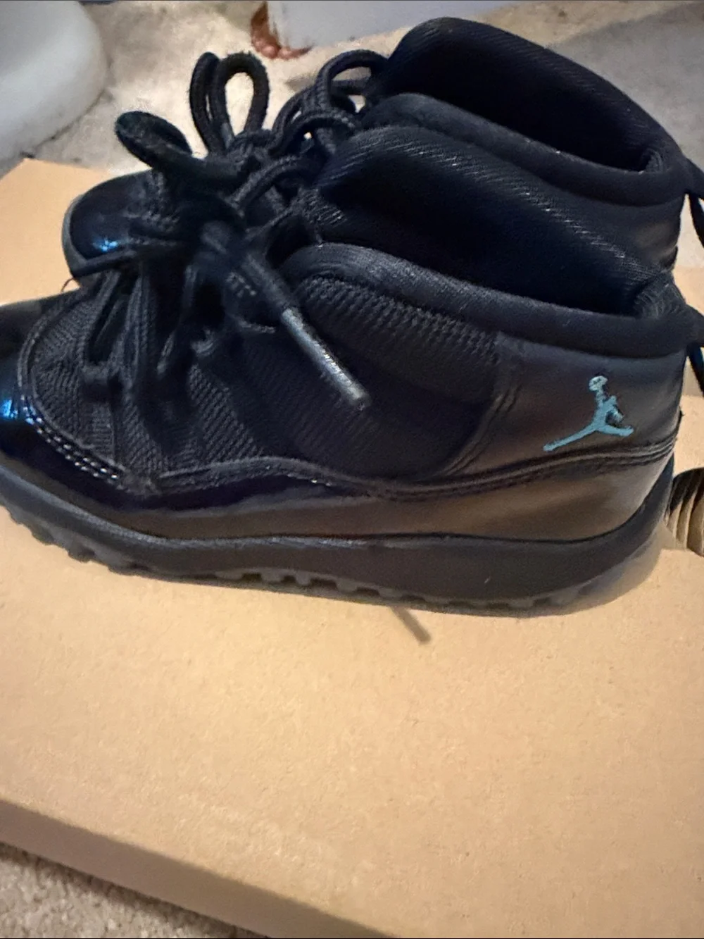 Jordan Kids Black High-Top Boots with Teal Jumpman